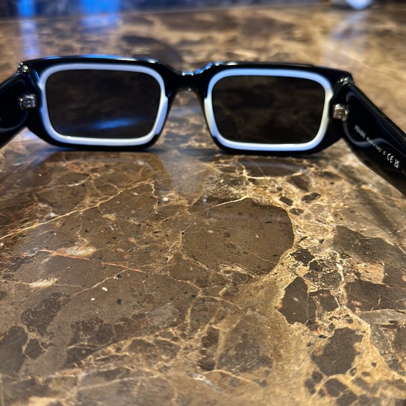 AUTHENTIC 💯 Prada symbole sunglasses Men or unisex black with white trim - Picture 11 of 17